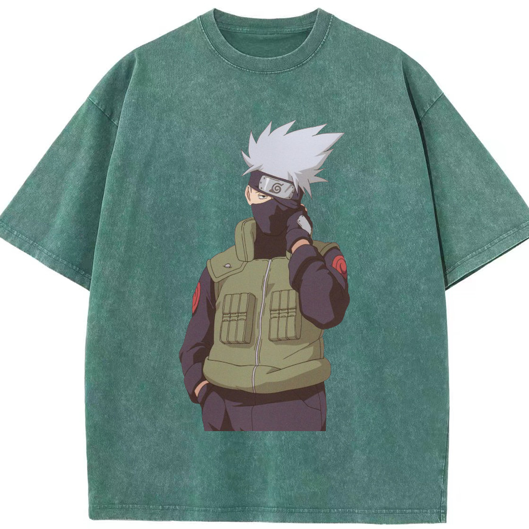 （画像用） NARUTO -ナルト- はたけ カカシ Hatake Kakashi 綿100% ヴィンテージ風 半袖Tシャツ（フロントプリント）